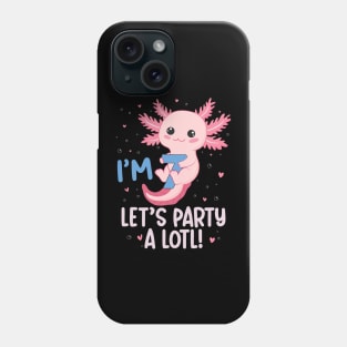 Funny 7th Birthday I'm 7 Years Old lets party Axolotl Phone Case