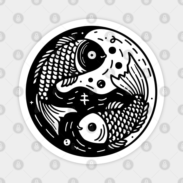 Ying yang two fishes tattoo Magnet by AnnArtshock