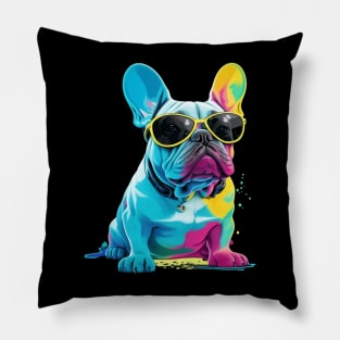 Cool French Bulldog with Glasses Pillow