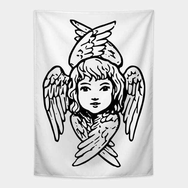 Vintage Hand-drawn Seraph Tapestry by Vintage Boutique