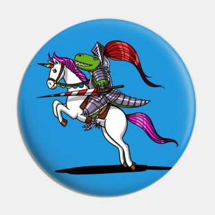 T-Rex Dinosaur Knight Riding Unicorn Pin