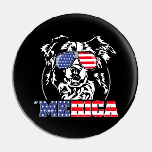 Proud Border Collie American Flag Merica Pin