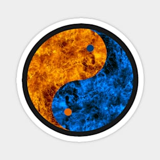 Blue And Orange Fire Yin Yang Magnet