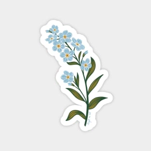 Forget me not flowers, illustrated floral blue Magnet
