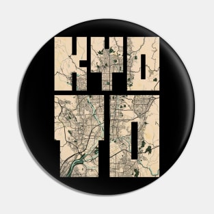 Kyoto, Kansai, Japan City Map Typography - Vintage Pin