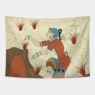 Minoan Saffron Gatherer illustration Tapestry