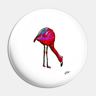 Feeding Flamingo In Abstract Pin