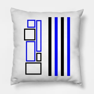 Black And Blue Lines And Squares Pillow