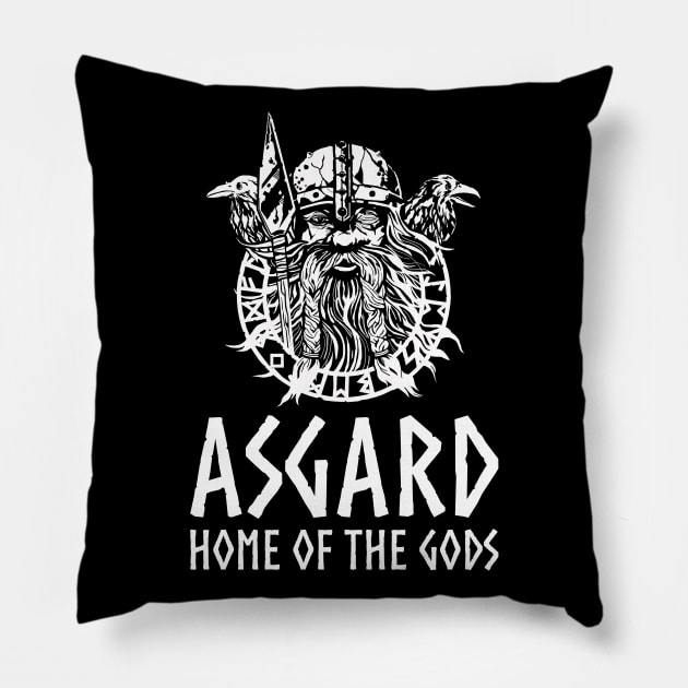 Asgard - Medieval Norse Mythology Viking God Odin Pillow by Styr Designs