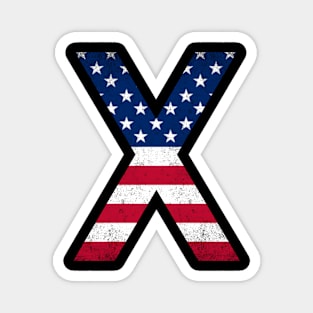 Vintage Letter X Capital Alphabet X American Flag Magnet