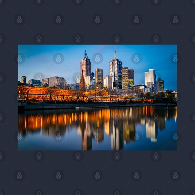 Blue Hour Melbourne Cityscape at Sunset by Design A Studios