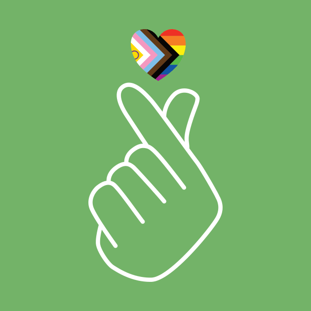 Progress Pride Intersex Inclusive Flag Korean Love Sign by superdupertees