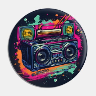 Ghetto Blaster Boom Box 80s Hip-Hop Stereo Pin