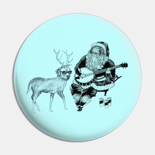 Christmas Bluegrass by Santa and his dog, Black drawing Pin