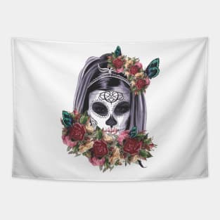 Skull & Roses dia de los Muertos Tapestry