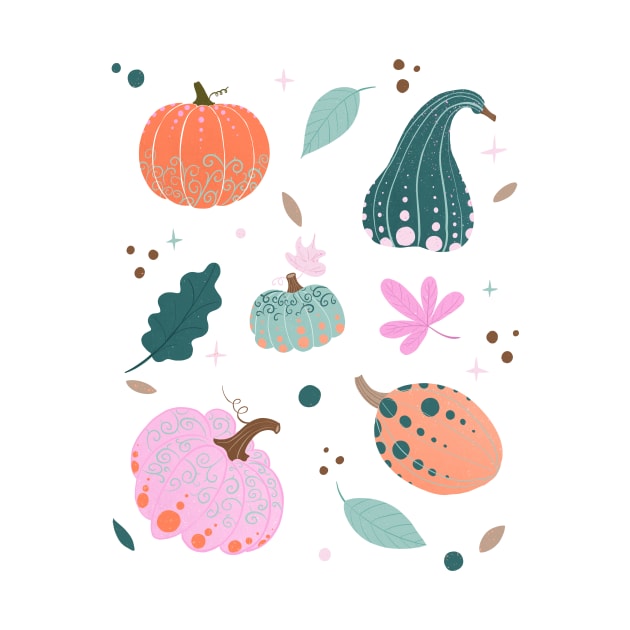 Pastel pink, orange and teal pumpkins by Home Cyn Home 