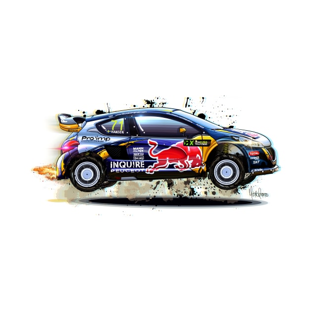 Kevin Hansen's Peugeot 208 RX - Illustration by Mario Ramos Rally Art