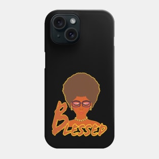 Blessed Woman with Afro and Glasses (Black Background) Phone Case