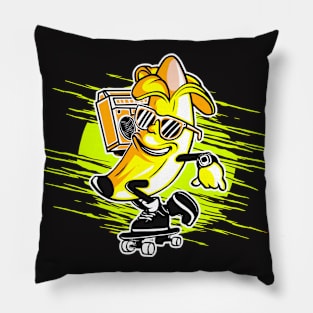 Rad Skateboarding Banana with Boombox Pillow