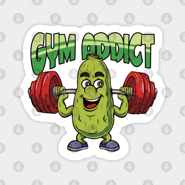 Gym Addict Pickle Working out with weights Magnet by Tezatoons