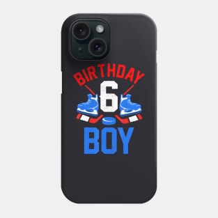 6Th Birthday For Girls Boys 6 Yrs Old Ice Hockey Fan Phone Case