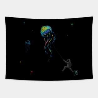 Jellyfish Flying Astronaut Tapestry