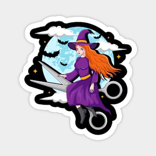 Halloween Hairdresser Salon Witch Scissor Hairstylist Magnet