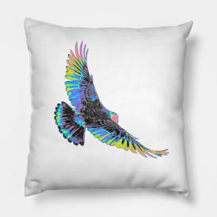 Vivid Holographic Bird Flying Pillow