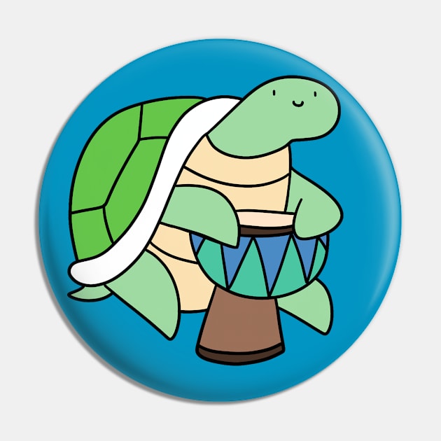 Turtle Playing Djembe Pin by saradaboru