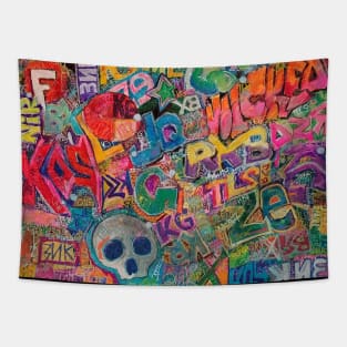 Skull Graffiti Wall Tapestry