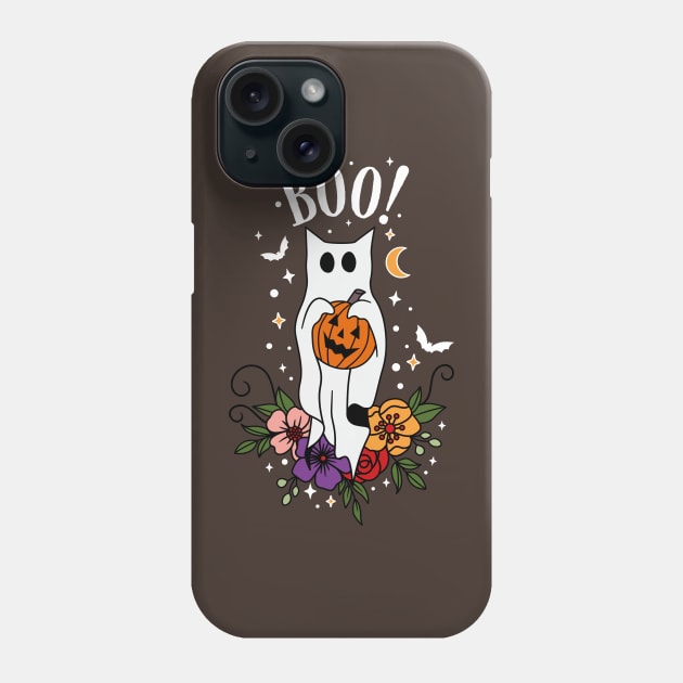Halloween Cat Ghost Phone Case by uncommontee