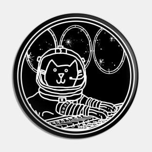 White Line Space Captain Yellow Cat In Control Pin