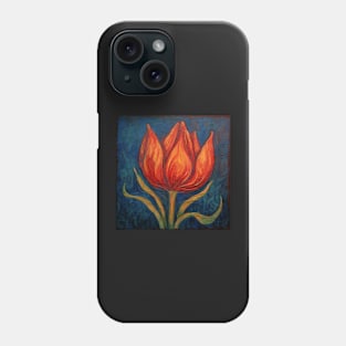 Folk Art Orange Tulip Blossoming Tile Pattern Phone Case