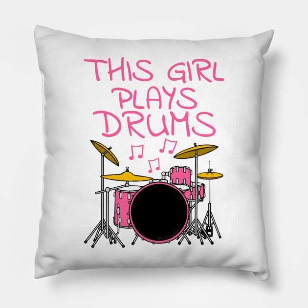 This Girl Plays Drums, Female Drummer Pillow by doodlerob