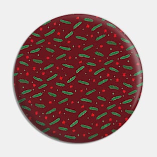 Christmas branches and stars - red and green Pin