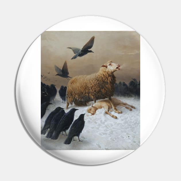 Anguish Oil Painting Remastered Sheep Pin by soulfulprintss8