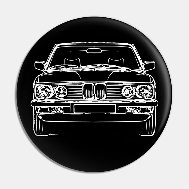 White E28 Car Sketch Art Pin by DemangDesign