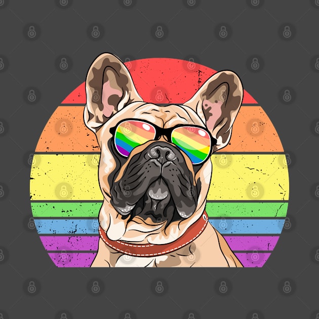 LGBTQ French Bulldog Dog Retro Rainbow Love Pride by TheBeardComic