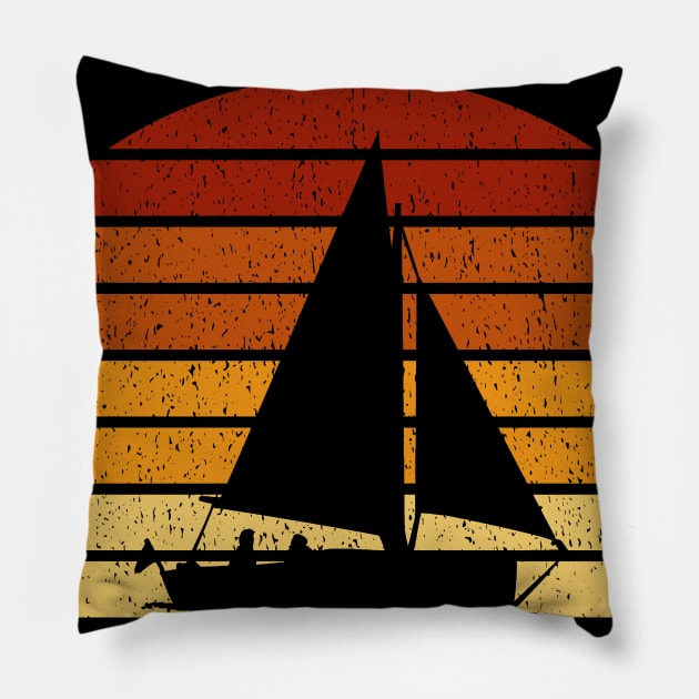 Vintage Sunset Sailing Gift For Sailors and Skippers Pillow by OceanRadar