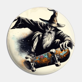 Cool Skate wizard street art Pin