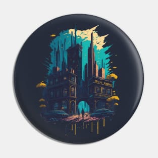 Cyberpunk night city Digital art Pin