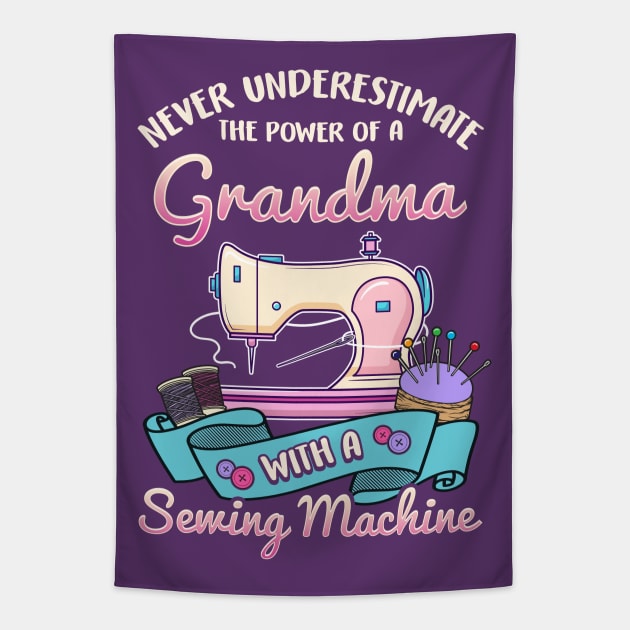 Grandma With A Sewing Machine Tapestry by E