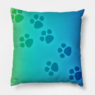 Paw Prints: Aqua Pillow