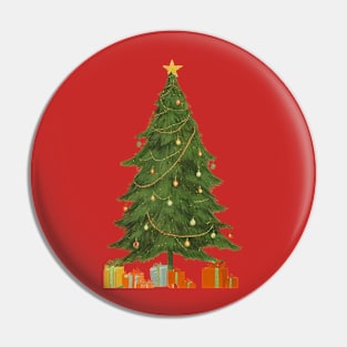 CHRISTMAS TREE AND GIFTS RETRO VINTAGE Pin