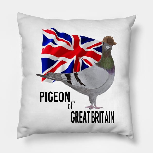 Pigeon of Great Britain Pillow by KC Morcom aka KCM Gems n Bling aka KCM Inspirations