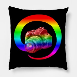 Camera Ombre Rainbow Swirl Pillow