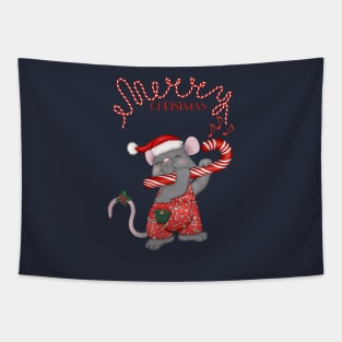 Christmas Santa Mouse Tunes Tapestry