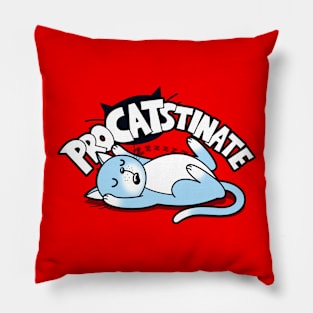 Procatstinate Funny Cute Kawaii Cat Procrastination Cartoon Meme Pillow