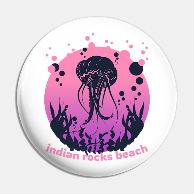 Indian Rock Beach Sunshine in a Beach with a Pink and Purple Underwater Jellyfish Island and River T-shirt Pin by AbsurdStore