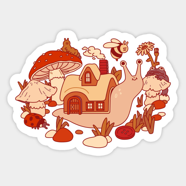 Snail's Cozy Cottage - Cottage Core - Sticker